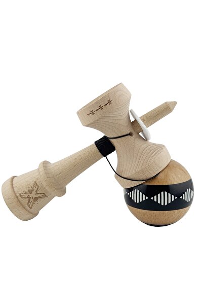 OEM Kendama originala profesionala lemn, cupe mari King Size V3, super sticky, 18 cm, negru/maro