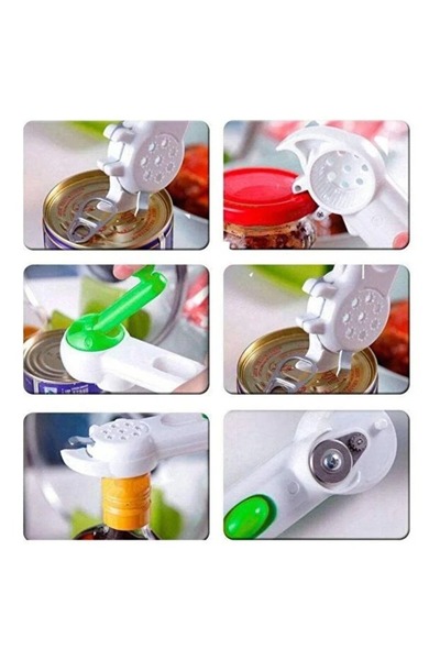 Generic 7-in-1 Kitchen Can Opener, One-Touch Operation, White/Green