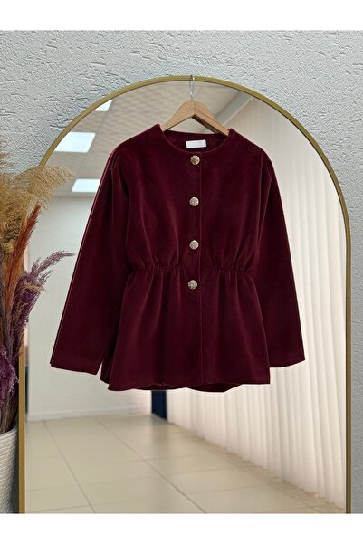 MİHRA STORE Fatiana Beli Sıkmalı Fox Ceket-Bn4549 Bordo