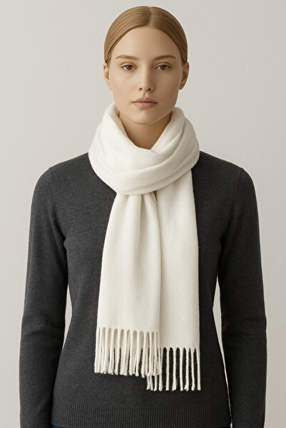 Tarz Cool Unisex White Fleece Scarf