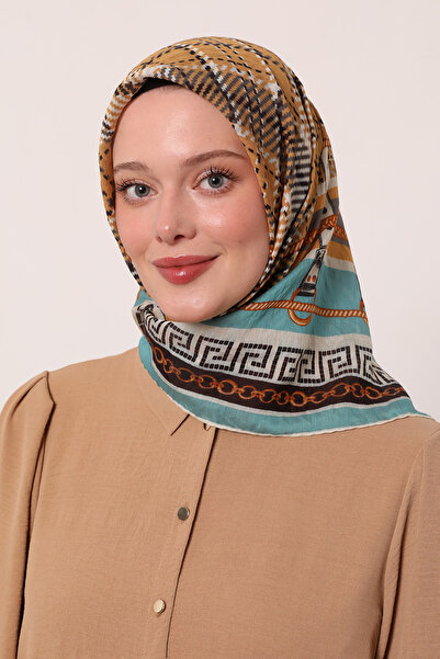 LuvenSara Chain Belt Plaid Pattern Summer Scarf