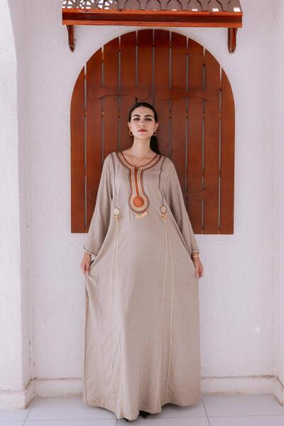 AFandina Linen jalabiya with natural elegance and a modern touch
