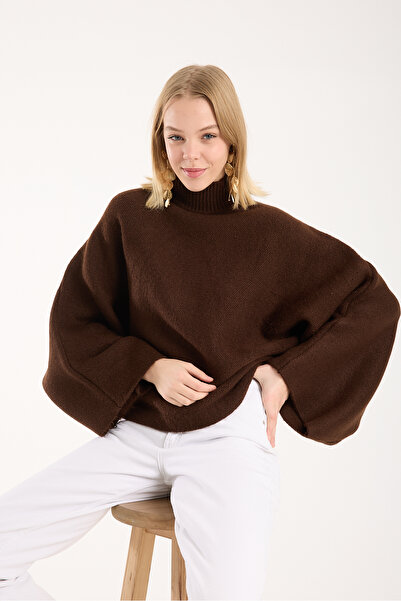 sumoda Yumoş Rope Cape Sweater Mock Neck Bat