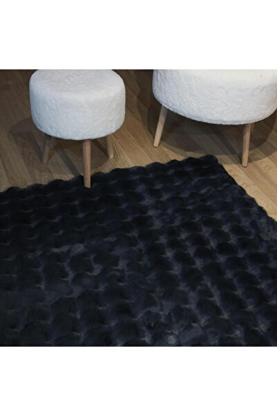 LILYUM LUX BUBBLE ANTRASİT PELUŞ HALI, KAYMAZ, MAKİNEDE YIKANABİLİR