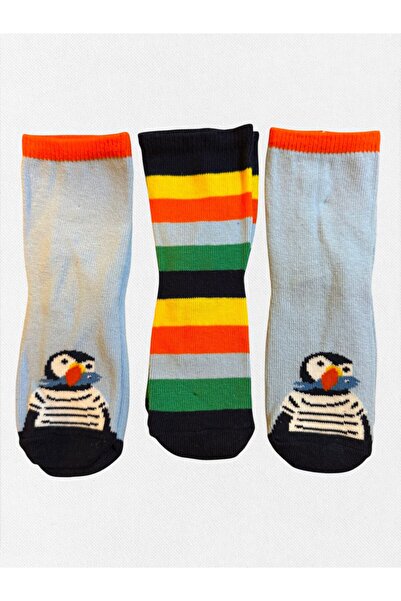 Fil Kids Baby Boy Winter Socks Cotton Fabric 3-Piece Penguin Patterned Light ...