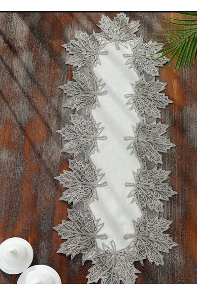 Madamca Tereza Gardenya(Linen) French Lace 5-Piece Runner Set Living Room Set Tablecloth