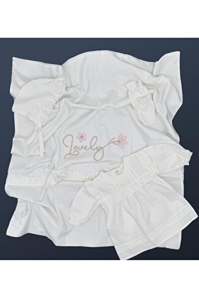Baby day Luxury baby girl set with Lovely embroidery – 4 pieces