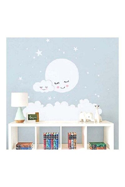 Generic Cloud Star Moon Printed Wall Sticker Grey/White 157x157cm
