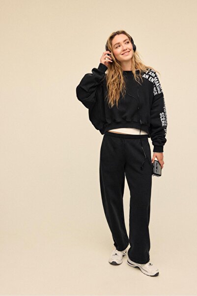 Stradivarius Soft-touch acid wash fleece jogger trousers