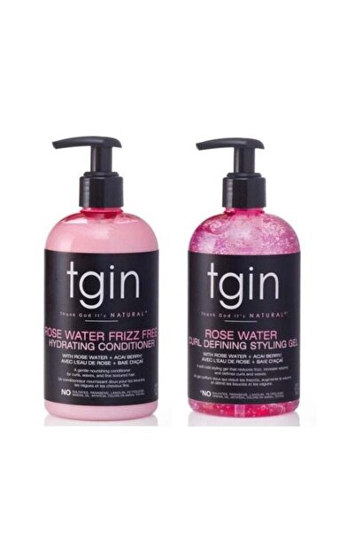 Tgin Rose Water Defining Styling Gel 384ml + Rose Water Frizz Free Hydrating Conditioner 384ml