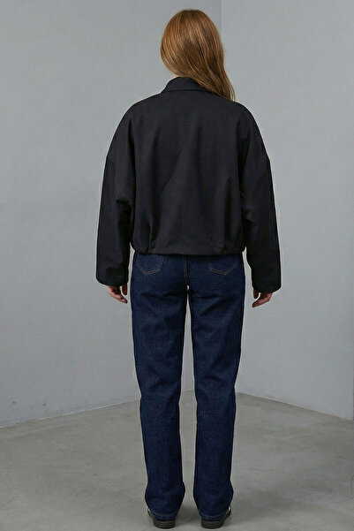 Bigdart Jachetă scurtă supradimensionat pentru femei 0732 - Negru