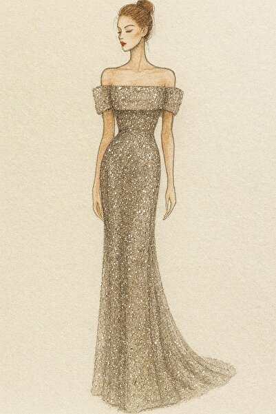 New Moon فستان سهرة مطر فصوص