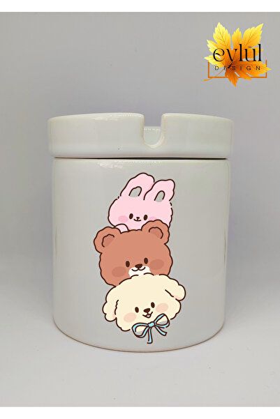 Eylül Design منفضة سجائر سيراميكية لطيفة وممتعة مطبوع بدون رائحة