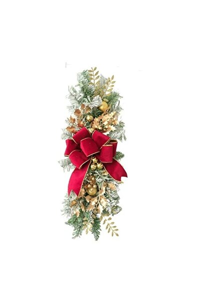 Kardett Decorațiune de Crăciun, decorațiune pentru ușă, scară sau perete, auriu cu roșu, interior/exterior