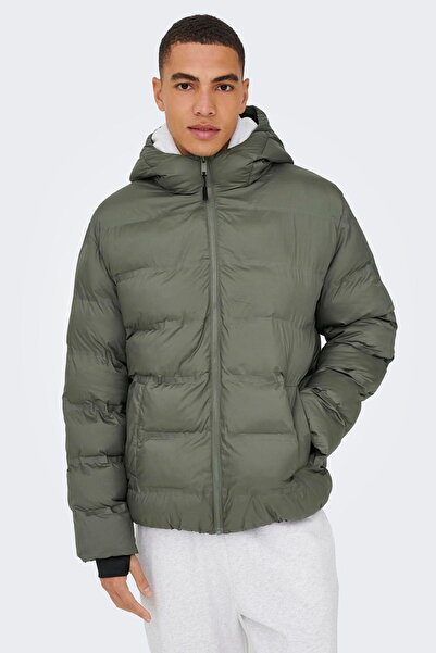 ONLY & Sons Чоловічий пуховик з капюшоном і високим коміром