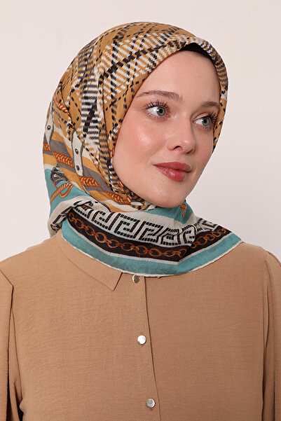 LuvenSara Chain Belt Plaid Pattern Summer Scarf