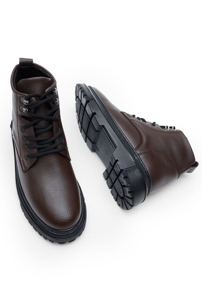 Tonny Black Men's Brown Thick Poly Sole Lace-Up Casual Winter Boots