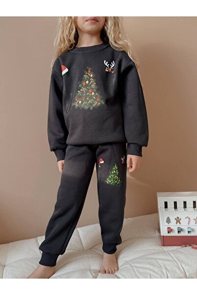 MİNİKO KİDS Girls' Christmas Themed 3-Ply Tracksuit Set