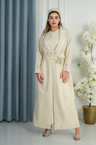 obejana طقم سابع روب نفاس + مدس طفل+ لبس البيبي افرول لون بيج