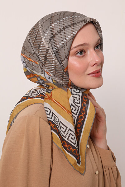 LuvenSara Chain Belt Plaid Pattern Summer Scarf