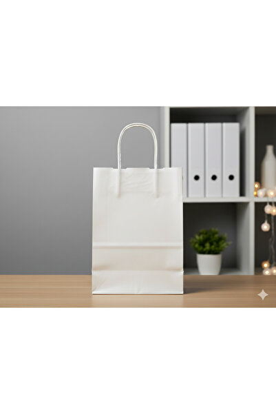 Ta-Fu Global 18x8x24 BEYAZ Renkli Karton Çanta 25 ADET