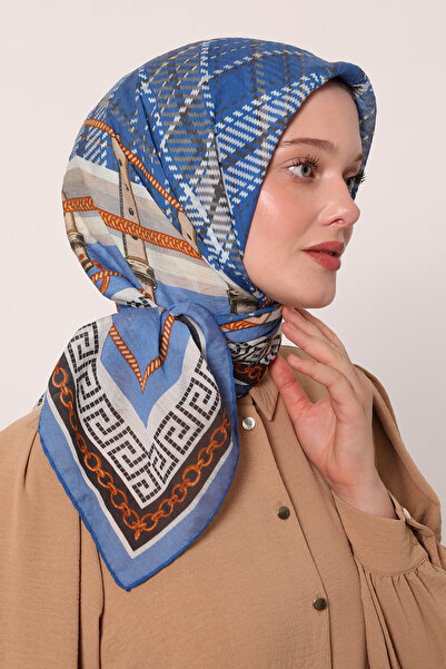 LuvenSara Chain Belt Plaid Pattern Summer Scarf