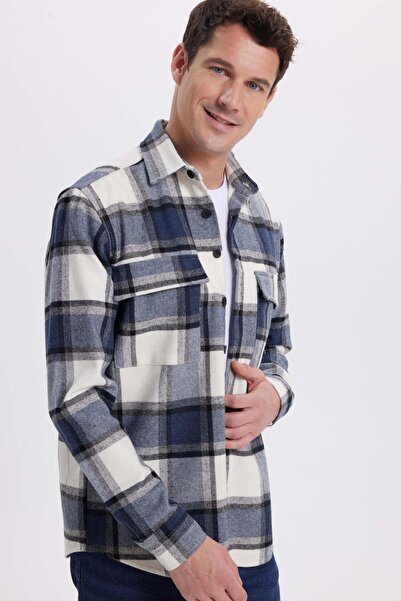 Tudors Men's regular fit classic cut double pocket flap checkered lumberjack shirt