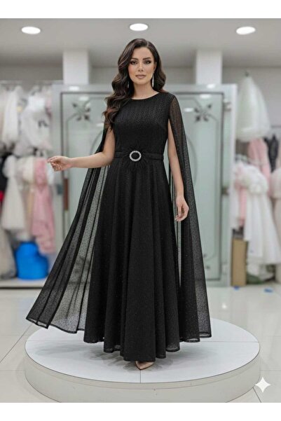 Generic Long sequined dress with attached cape sleeves; "Moggarnit Elegance" purple dress