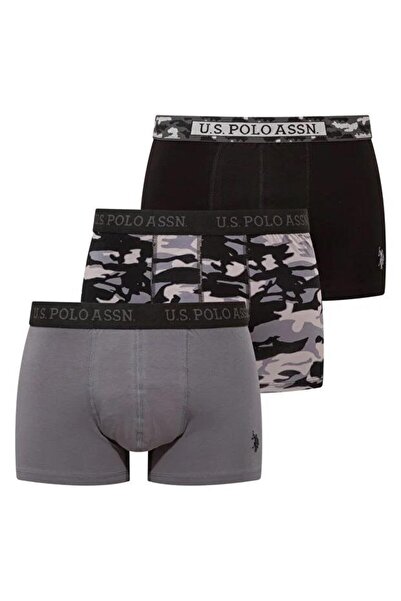 U.S. Polo Assn. Black Anthracite Camouflage Men's Boxer 95% Cotton/Cotton 5% Elastane/Elasthane