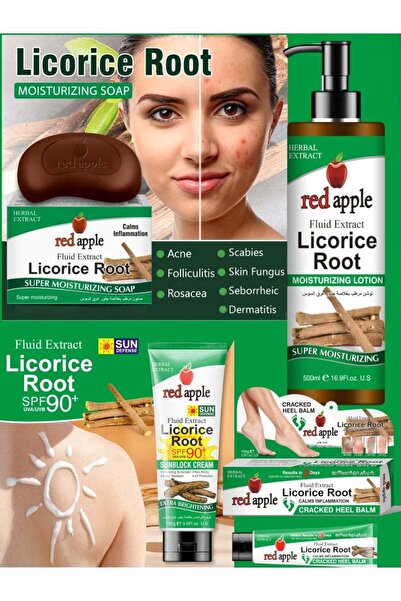 Red Apple مجموعة عرق السوس المكونه من لوشن 500مل+ كريم واقي شمس 100جرام + بلس...