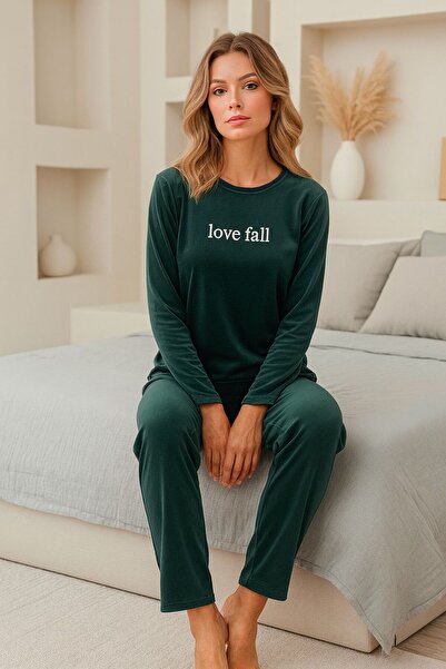 Hepyek Set de pijamale din catifea cu mâneci lungi din țesătură franceză