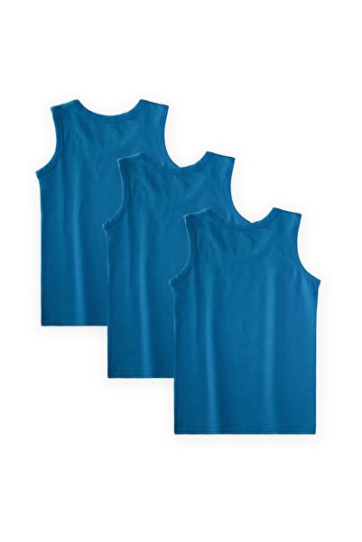 Cigit Triple Wide Strap Tank Top Set 2-9 Years Turquoise