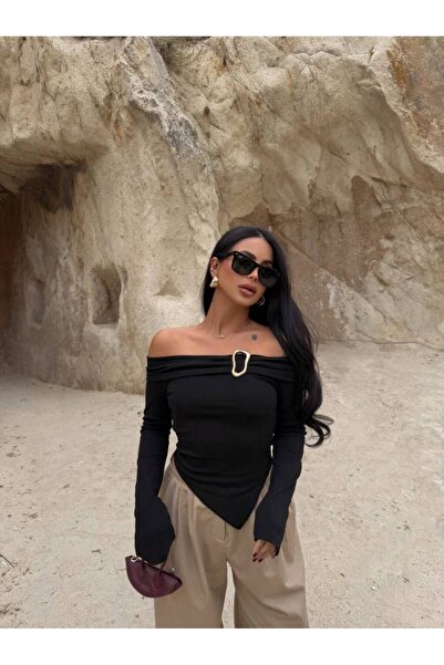 AVOLLA بلوزة مادونا بياقة ومشبك