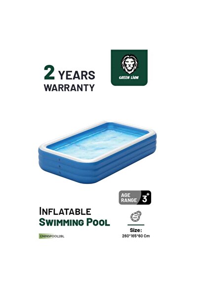 Green Lion Inflatable Swimming Pool – 305×185×60 cm, Durable PVC, Large Famil...