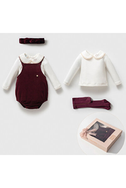 Noy Noy Baby Girl Romper, Socks Velvet Headband Set of 4 Soft Fabric Stylish Baby Romper Set