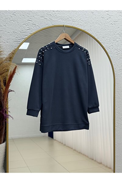 MİHRA STORE Τονίκ με λεπτομέρεια από πέρλες στους ώμους Fairle-NA827 Ανθρακίτη