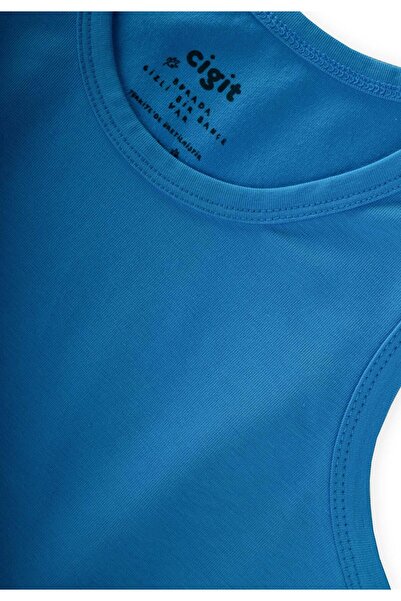 Cigit Triple Wide Strap Tank Top Set 2-9 Years Turquoise