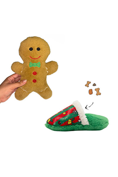 Havhav Christmas Cookie & Slipper Plush Dog Toy Set – with Sound and Food Storage