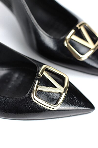 Gökhan Talay Liselotte Flexible Soft Non-Slip Sole (4 cm) Black Patent Leather Open Elastic V Buckle Women's Shoes