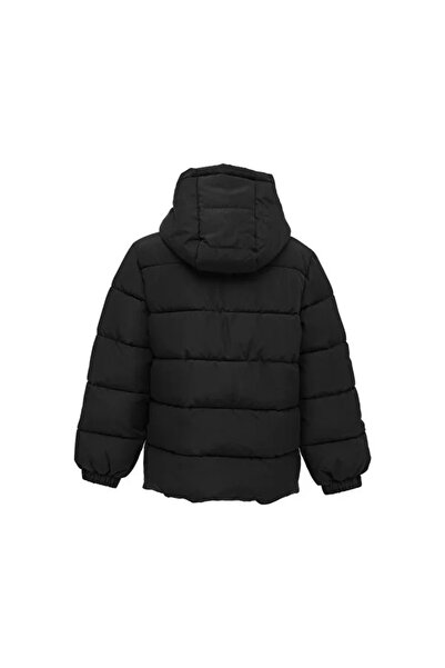 lumberjack Παιδικό παλτό SONNE μακρύ, υφαντό, ζεστό υλικό με φλις εσωτερικά, μαύρο