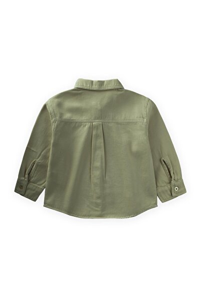 Cigit Single Pocket Gabardine Shirt 2-7 Years Khaki Green