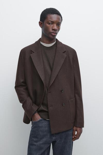 Massimo Dutti %100 yün kruvaze blazer