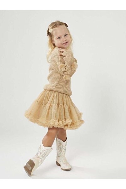 Pinkitokids Tricotaj cu pompon și fustă din tul Katkat-Dore