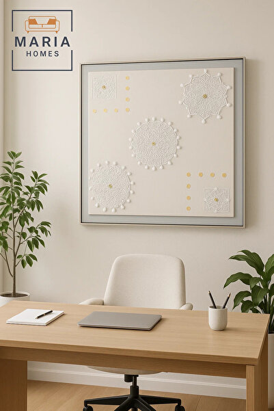 MARIA HOMES Modern Wall Art 100×100 – Abstract Frame & Luxury Mandala Wall Decor for Living Room