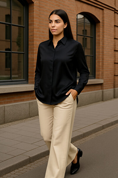 Swan Woman Plus Size Lycra Satin Blouse