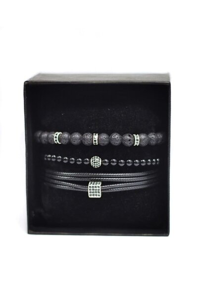 Crack Men's Bracelet Set Lucky Trio Light Silver