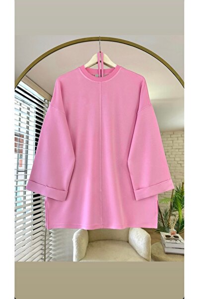 AKIZER Tesettür Bağlamalı Tunik Pembe