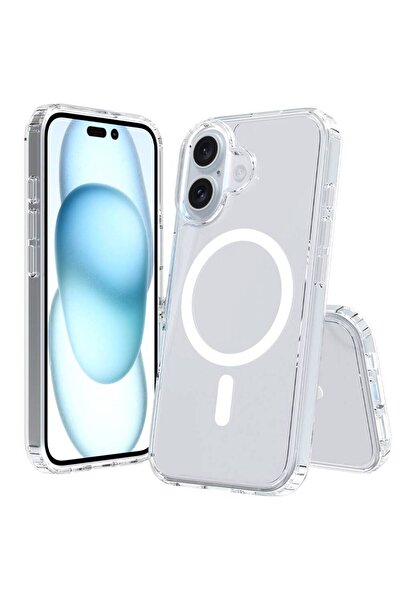 zore Apple iPhone 16 Kılıf Magsafe Şarj Özellikli Şeffaf Sert PC ASMA Embos K...