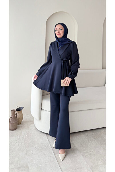 RFK Butik بدلة غوص نسائية للموسم الجديد برباط جانبي - أزرق داكن