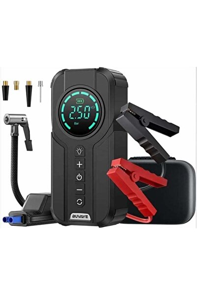 Denx جهاز بدء تشغيل السيارة من MUNTAQI بقوة 6000 مللي أمبير/ساعة مع ضاغط هواء وبنك طاقة (12 فولت)